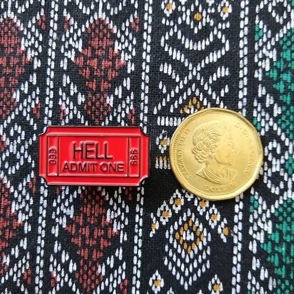 📍2/20$ Hell Admit One 666 Enamel Pin NWOT - Picture 2 of 6